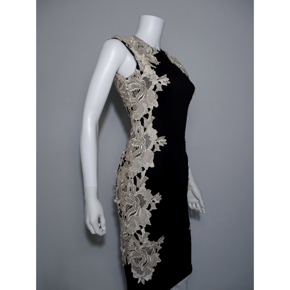 AX Paris Black Bodycon w/ Cream Lace Panel - Picture 5 of 16